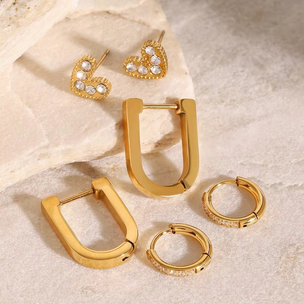 3 Pairs | 18K Gold Plated Earring Set - Picture 4 of 8